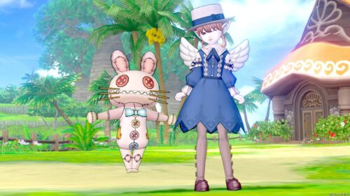 ニードルうさこ魔物ねこひげオレンジ帯なしリボンタイ水色